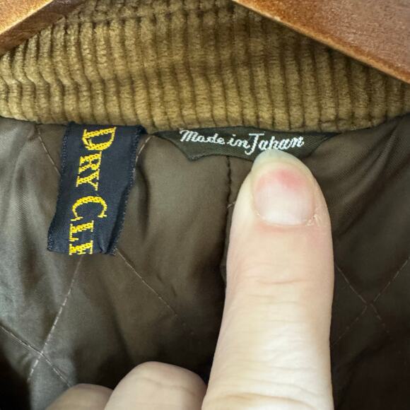 VTG Corduroy Jacket Coat 60s 70s Belted Quilted Pockets Men’s M Tan Retro Chore - Picture 9 of 14